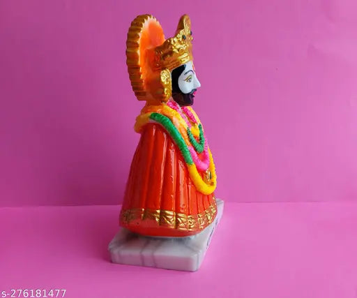 Marble PNC Khatushyam Ji statue - spiritual figurine for mandir, temple, home decor or office gift. Dimensions: 12.5cm L x 10cm H x 7.5cm B (N1). Indian origin