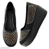 Embellished net synthetic ballet flats, slip-on footwear for women in size IND-8 (25cm/8cm), fashionable India origin