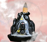 Black Polyresin Adi Shankara Smoke Fountain Incense Burner with Backflow Incense Cones, home decorative showpiece (10cm)