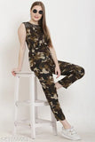 Striped poly georgette women's full length jumpsuit, sleeveless, printed net, casual look from Tashmiya Collection