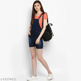 Navy blue solid strapless denim jumpsuit for women, sleeveless with stretchable fabric, size S-XL