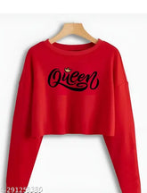 Stylish cotton blend round neck full sleeve top for women & girl, printed net pattern, long sleeves, size S (34in bust, 18in length)