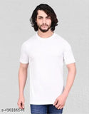 Mens solid polyester Lycra round neck T-shirt, short sleeves, available in S, M, L, XL