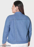 Denim women's jacket plus size, solid pattern, available in XL, XXL, 3XL, 4XL for wider fits, Indian-made