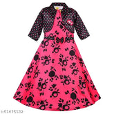 Silver satin printed net long gown dress with jacket (LF216pnk), 3-4 years size, spruce up kid's wardrobe