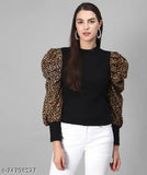 Black cotton t-shirt with long sleeves featuring solid tiger design, one size available in sizes S and M