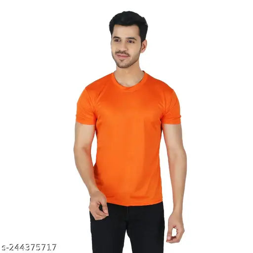 Stylish modern men's t-shirts, breathable polyester, solid pattern, perfect casual wear (S-XXL)