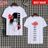Naruto Anime ITACHI Polycotton T-Shirt Set for Kids, printed design on round neck, short sleeves, 2 pieces, size XS/34in, S/36in, M/38in, L/40in, XL/42in