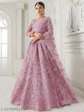 Embroidered net lehenga set, Alisha Sensational Women Choli and Dupatta, India-origin semi-stitched (42m/48m/2.25m)