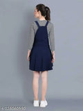 New shoot navy Lycra long sleeve dungaree for women, solid net design