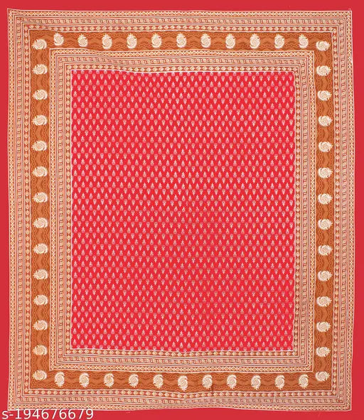 Trendy Jaipuri cotton bedsheet & 2 pillow covers, ethnic motifs for summer adult use