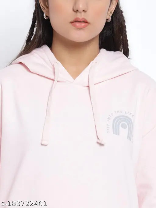 Breathable cotton blend hoodie for kids, pink print with tomatoes design, extra comfort and fleece lining, size 7-8 years (bust 31 in, length 20 in)