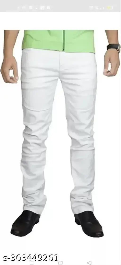 White denim skinny fit jeans by MARKVIEW, comfortable for men with a length of 39 inches and available in sizes 26, 28, 30, 32