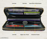 Synthetic printed girls clutch purse, free size (10x5in), luxury faux leather design with 8 slots, ID window, zipper pocket, 3 main compartments. Trendy women's handbag for modern fashion