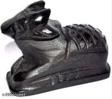 Marble Shiva Lingam & Nandi Ji with Trishul, black standard Indian showpiece (3cm x 6cm x 7cm)