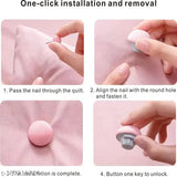 Multicolor stainless steel bedsheet grippers with safety design, ideal for anti-slip use on quilts and blankets