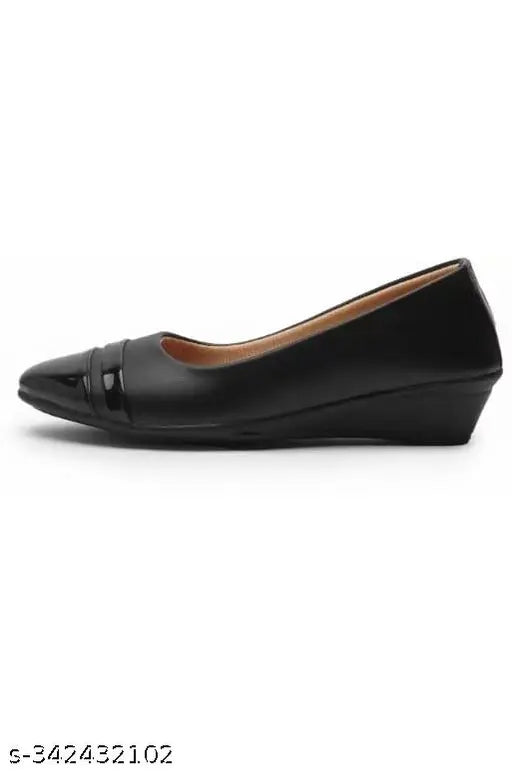 Black synthetic ballerinas by Imporio - slip-on solids for women's versatile style and comfort