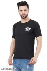 Fashionable polycotton round neck t-shirt, grey Korean style, men's and boys' sizes XS-XL (34in-42in)