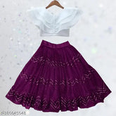 Indian organza & net fabric crop-top embroidered lehenga for girls, 2-8 years