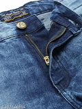 Dark blue cotton blend men's jeans by The Indian Garage Co., ideal for everyday wear