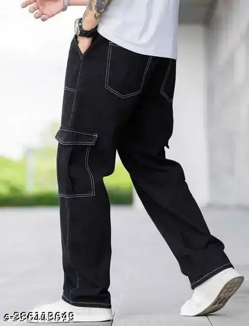 Casual modern men's jeans, cotton blend, solid, size 26-32, India
