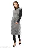Maroon geometric wool A-line kurti set (M: 36in bust, L: 38in bust, XL: 40in bust), Indian printed combo pack of 3 long-sleeved kurtas from BLUSHH COLLECTION on Gillkart