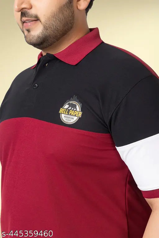 Colorblocked polycotton polo T-shirt for men in sizes XXL3XL4XL5XL, striking design perfect for casual wear