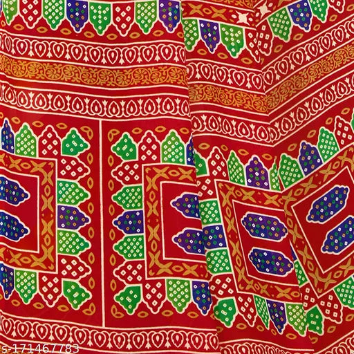 Georgette printed striped saree with contrasting blouse, ideal for daily wear (Indian origin)