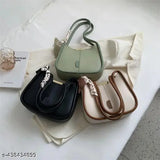 PU solid color sling bag, Latest trend girls accessory with detachable ribbon, Indian origin