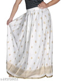 Rayon printed net Sonu Buti white skirt for women and girls, long skirt with various sizes available from S to XL originating from India