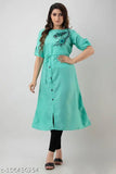 Designer Slub Cotton Printed Half-Sleeve Anarkali Kurti for Women & Girls, ideal for casual or party wear. Short sleeves, available in sizes S to XXL