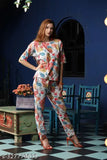GRECIILOOKS women's botanical round nightsuit set (2pc) - polycotton, printed floral loungewear for leisure hours or sleepwear