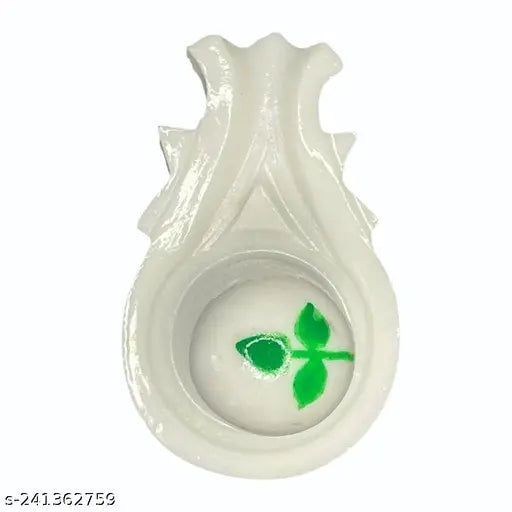 White poly resin Hindu God Lord Bhole Baba Mahadev Shivling handicraft decorative spiritual idol, perfect for puja rooms or home decor. Suitable for worship and gifting. 11cmL x 10cmH x 6cmB. Handcrafted in India