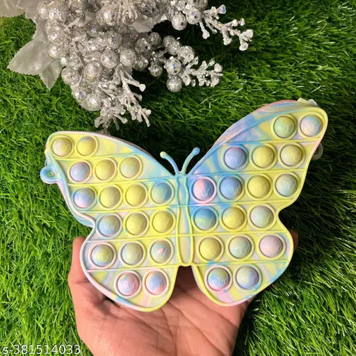 PU butterfly Pop It sling bag, solid color, 1 compartment, free size (8in x 2in x 5in), vibrant accessory for baby girls