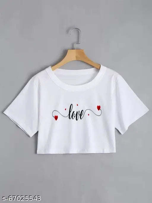 Premium cotton blend crop top, printed net design for women by Aaditrie Fashions, India