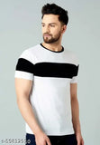 Trendy latest men's colorblocked cotton t-shirt, short sleeves, M-XXXL sizes, superior quality made in India
