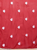 Red georgette Durga pooja special heart saree with embroidered thread work and border piping