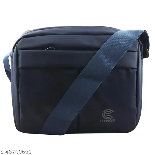 Red polyester women's slingbag, 3 compartments, free size (L: 10in, W: 3in, H: 12in), durable Indian-made multi-purpose bag