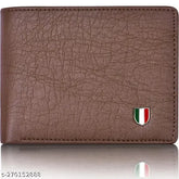 Brown PU leather men's travel wallet, compact design with 3 card slots, textured pattern, and bi-fold closure. Durable and lightweight, perfect for evenings out or parties. Ideal gift accessory. Made in India