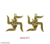 Brass Ganesha Swastika wall hanging, traditional Indian decorative art for home and office interiors