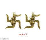 Brass Ganesha Swastika wall hanging, traditional Indian decorative art for home and office interiors