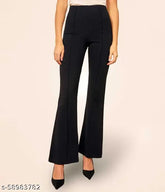 Superior Lycra cotton blend trousers for women, solid net bootcut style - attractive choice by YOZO
