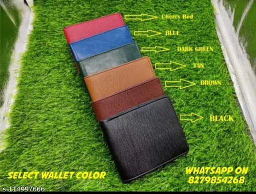 Fashionable canvas & leather men's wallet, 5 compartments, printed design, free size (10cm x 10cm)