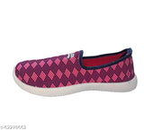 Pink mesh women's casual shoes & cream slipper combo (2 pack), printed pattern, closed back, lightweight & foot-friendly