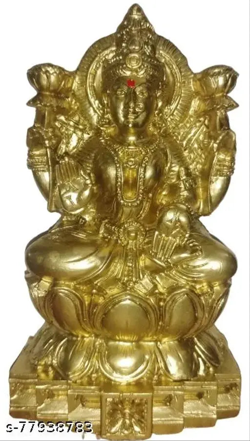 Antique 13cm Poly Resin Mahalakshmi Lakshmi statue, intricately detailed Indian God Idol