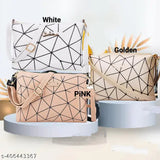 Goldend white pink PU trending printed women's bags combo - stylish sling bags with one compartment, free size (10in x 2in x 7in)