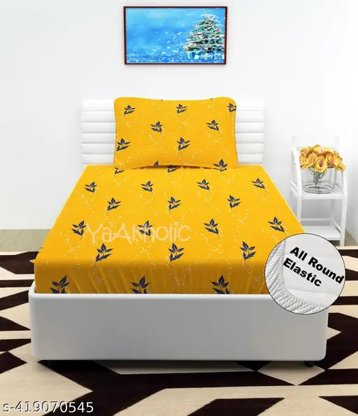 Soft cotton blend laughing buddha bedsheet with 3D print, ideal for summer adult use. Single elastic fitted with 1 pillow cover