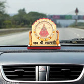 Swiss gold-plated Khatu Shyam car dashboard idol (45x55 cm), religious figurine for decorative purposes
