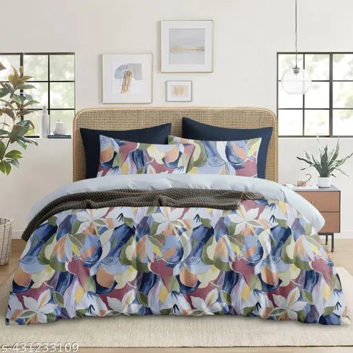 Floral print AC Comforter, winter cotton blend for double bed. Lightweight, soft microfiber material, GSM 200, King size