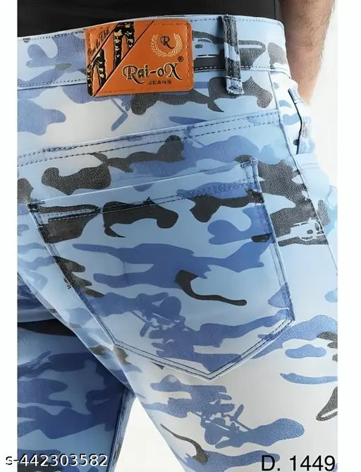 Camouflage net denim jeans for men by Sindon, size 24/waist 24in, length 37in, hip 12in - casual wear